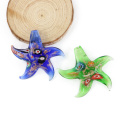 Millefiori et or sable Starfish Lampwork verre pendentifs à la main feuille de verre pendentifs pour collier 12 pcs / boîte, MC0008